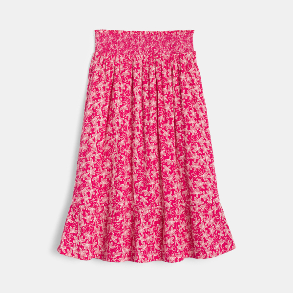 تنورة طويلة مطرزة وردية اللون للفتيات